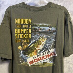 Vintage Buck Wear Outdoors Fishing T Shirt Mens XXL 24.5x28.5 Green